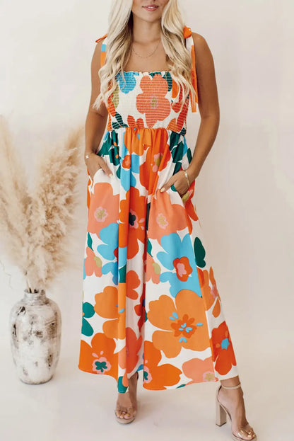 vibrant orange floral maxi dress