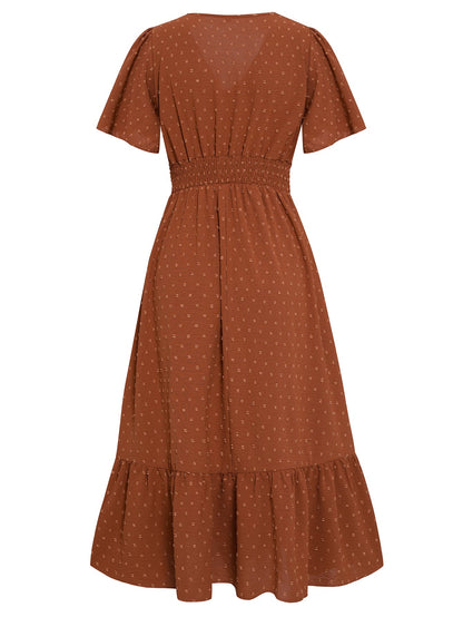 SWEETEST ONE POPPIES SHORT SLEEVE MAXI DRESS - BRICK