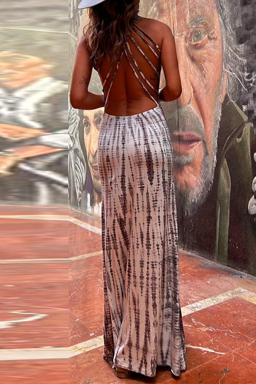 Criss Cross Open Back Tie Dye Maxi Dress(6 Colors Available)