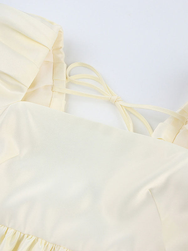Birthday Mini Dresses Ecru White Long Sleeves Short Dress