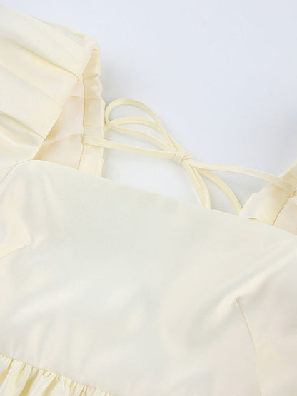 Birthday Mini Dresses Ecru White Long Sleeves Short Dress