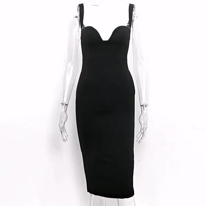 Bodycon Dresses Wide Strap Backless Back Slit Sexy Party Midi Dresses