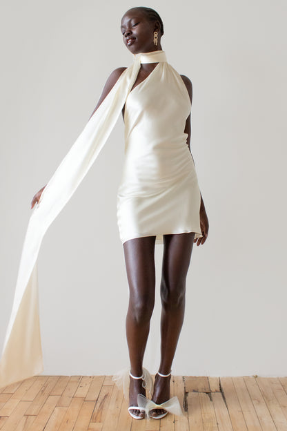 Sleeveless One-Shoulder Mini Dress