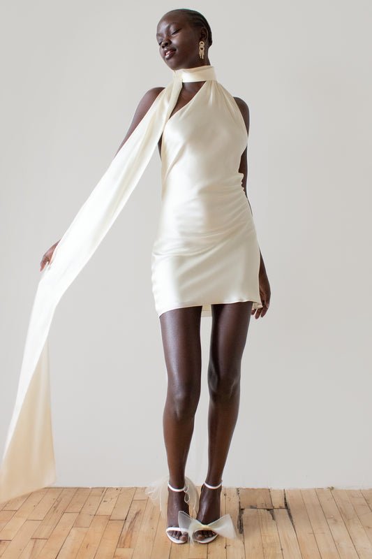 Sleeveless One-Shoulder Mini Dress