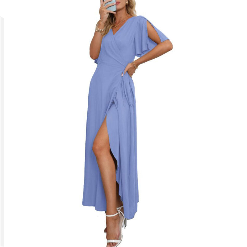 Elegant Bohemian V-Neck Slit Maxi Dress for All Occasions