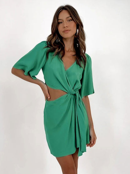 Mini Dresses Red Short Sleeves Short Dress