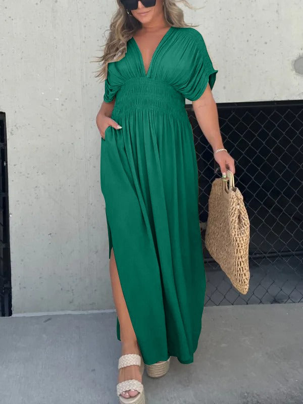 NEW SLIT V-NECK EFFORTLESS MAXI DRESS