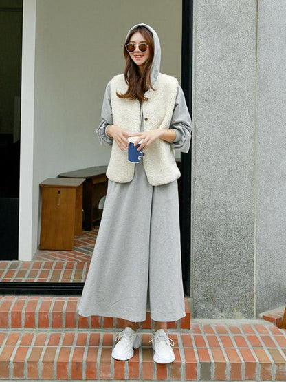 Loose Solid Color Casual A-Line Hoodie Dress