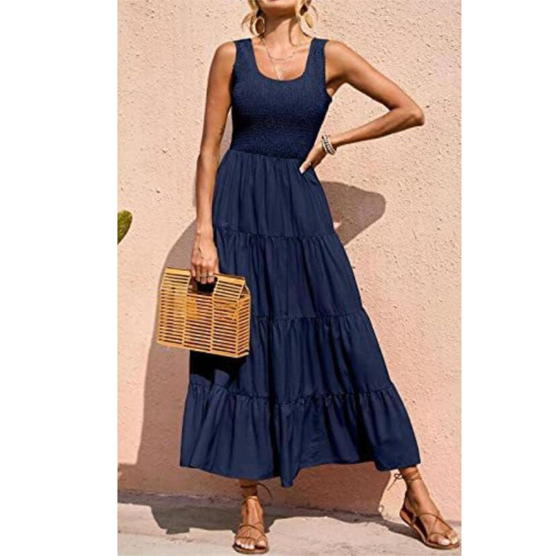 Solid Color Sleeveless Sling Swing Maxi Dress for Women