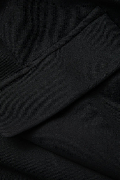 Calliope Solid Black Round Neck Short Sleeve Midi Party Dress