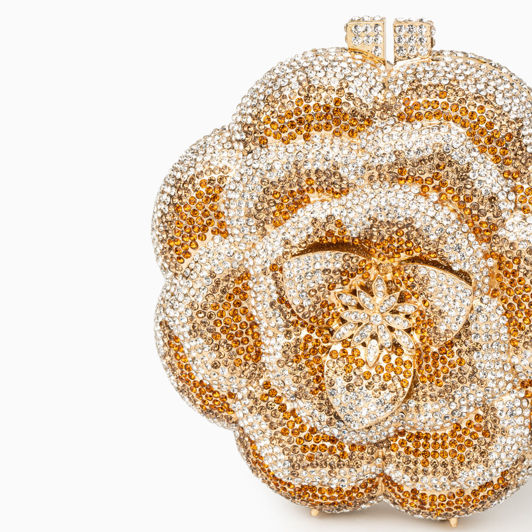 Jeline Gold Flower Clutch Bag