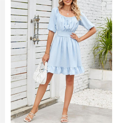 Stylish Square Neck Open Back Mini Dress in Vibrant Colors