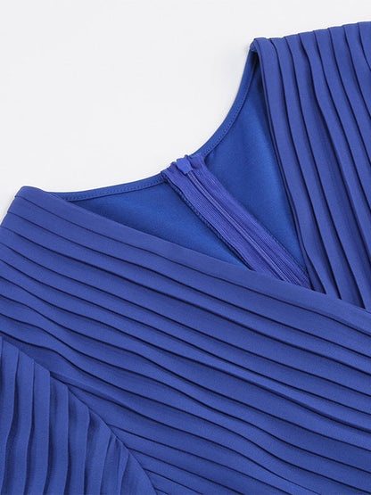V-Neck Short Sleeves Midi Dress