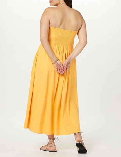 Strapless Linen Maxi Dress