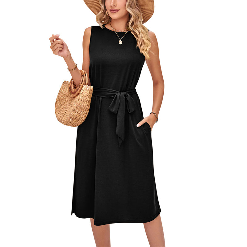 Solid Color Sleeveless Midi Dress in Multiple Colors