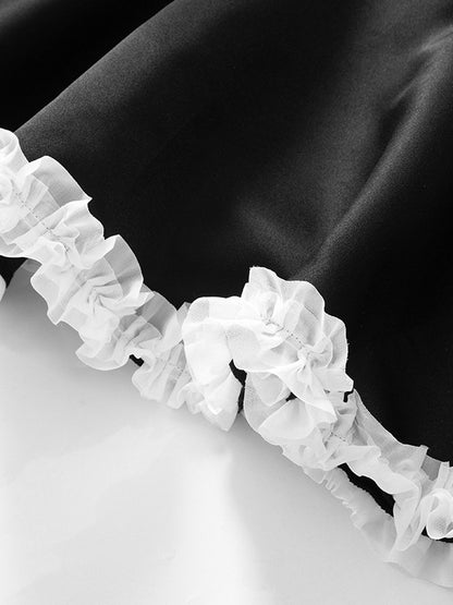 Off Shoulder Dress Ruffles Trim Contrast Sexy Mini Dresses