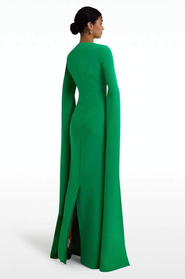 Solid Split Cape Maxi Dress
