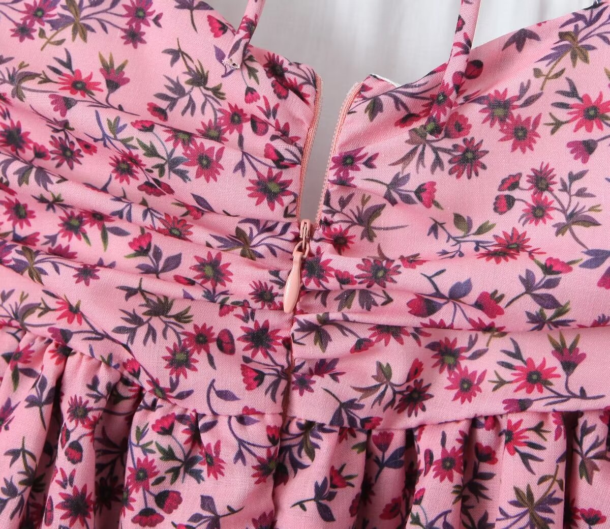 Early Spring Romantic Printed Sexy Backless V Neck Long Sleeve Princess Dress Short Dress – Floral Print Backless V Neck Mini Dress