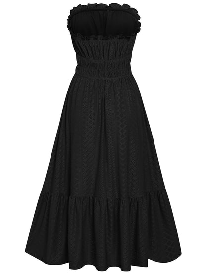 THE NEW YOU STRAPLESS LACE MIDI DRESS - BLACK