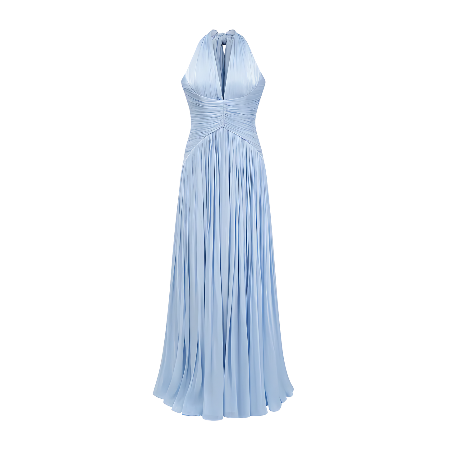 Elegant V-neck Pleated Slit Maxi Dress