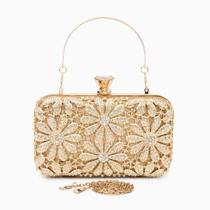 Rhinestone Flower Clutch Bag