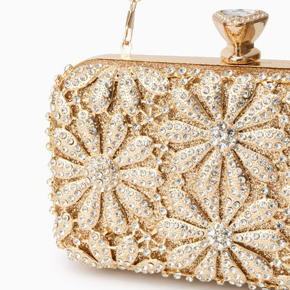 Rhinestone Flower Clutch Bag