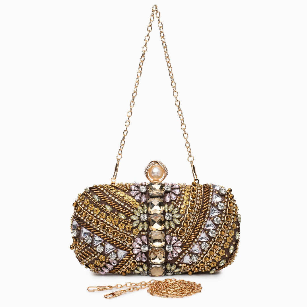 Cynthia Beaded Clutch Bag with Embroidery