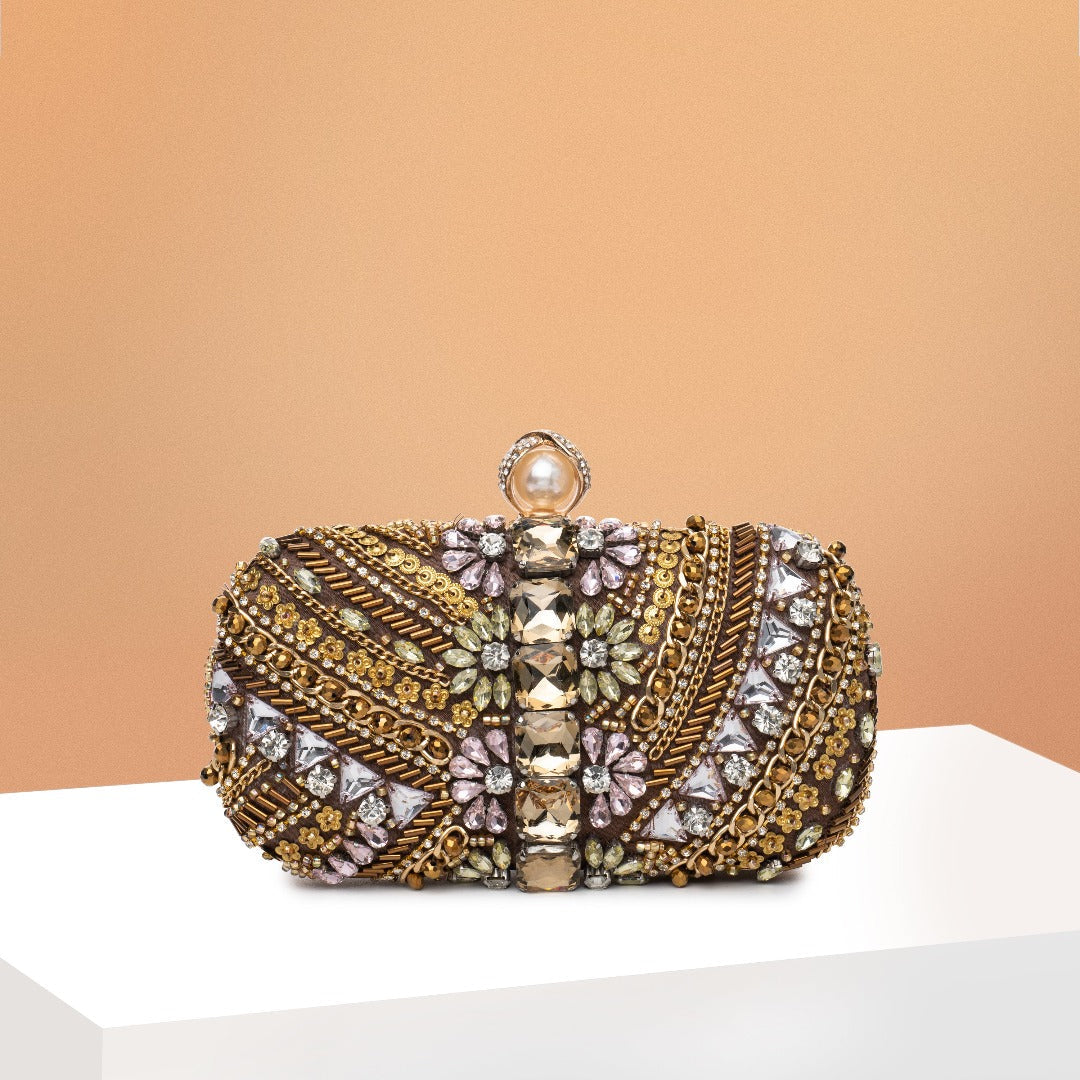 Cynthia Beaded Clutch Bag with Embroidery
