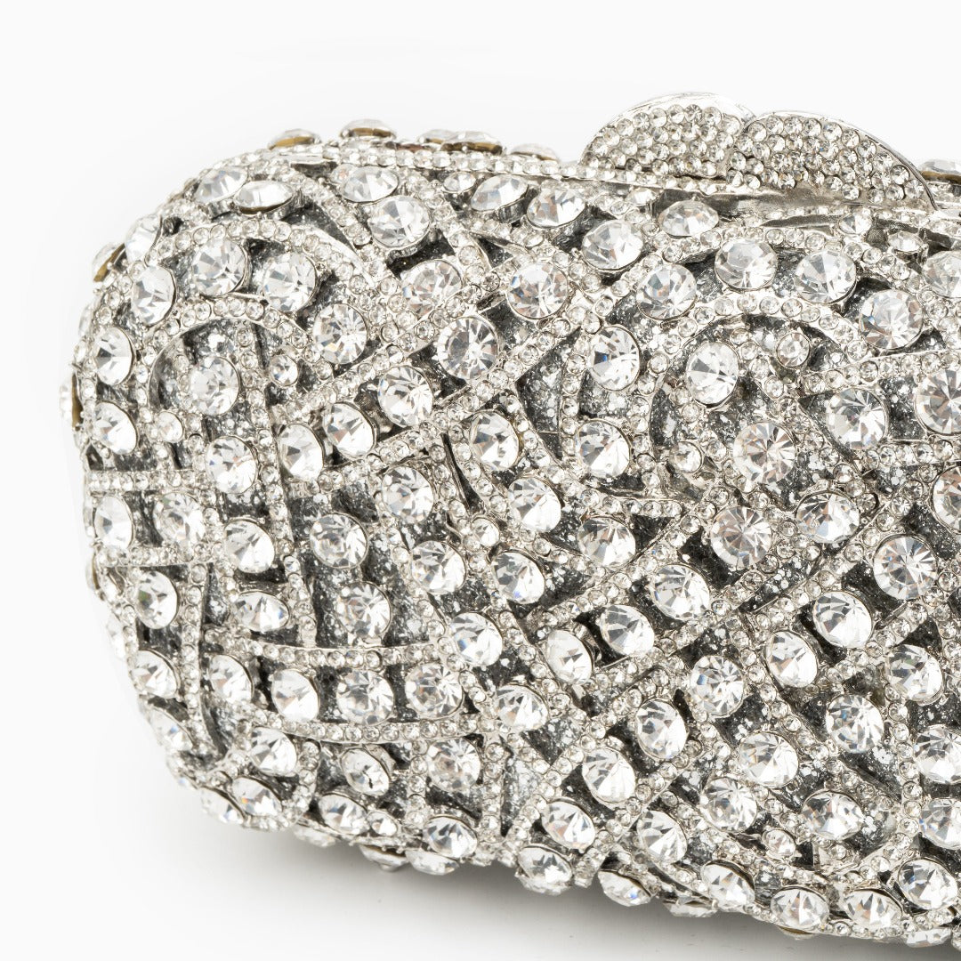 Silver Rhinestones Clutch Bag by Valentina