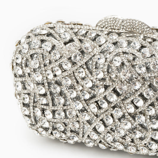 Silver Rhinestones Clutch Bag by Valentina