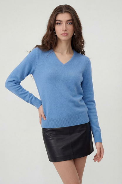 Cashmere V-Neck Sweater | Long Sleeve Knit, Slim Fit, Seamless Finish