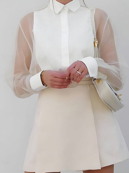Women Blouse With Transparent Sleeves