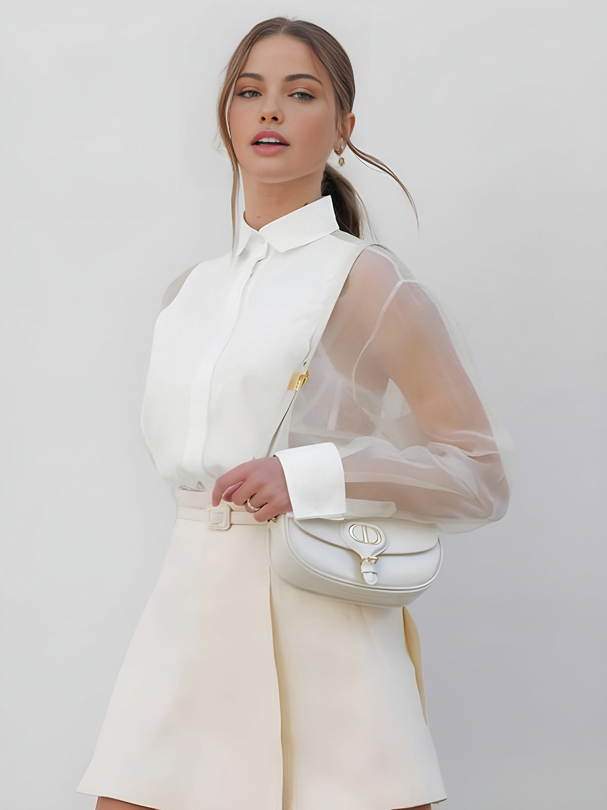 Women Blouse With Transparent Sleeves