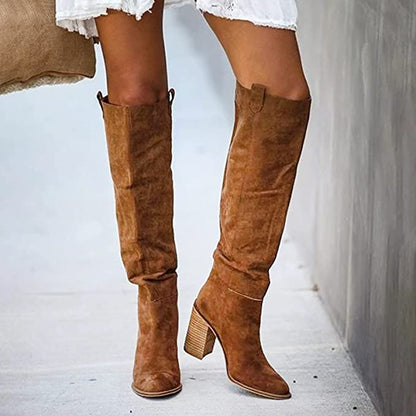 Women Boots Gray Block Heel