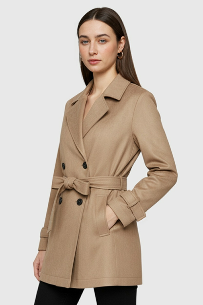 Belted Trench Jacket | Double Breasted, Notched Lapel, Regular Fit