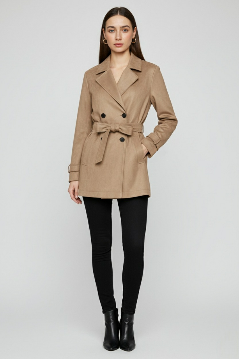 Belted Trench Jacket | Double Breasted, Notched Lapel, Regular Fit