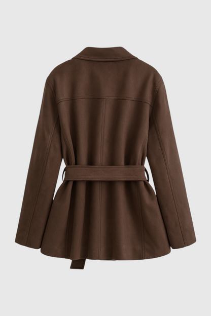 Belted Suede Look Jacket | Notched Lapel, Patch Pockets, Regular Fit