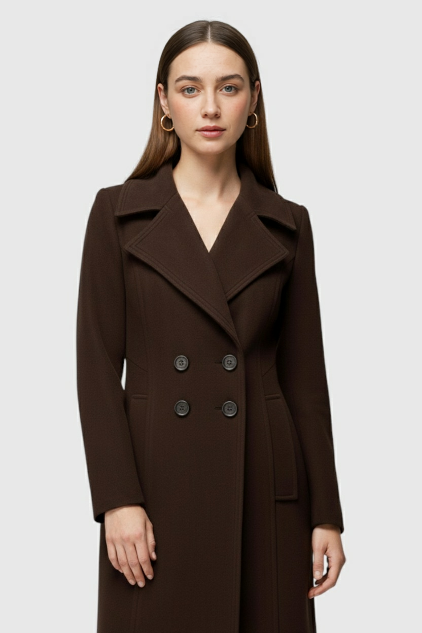 Long Double-Breasted Coat | Turn-Down Collar | Loose Fit