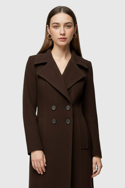 Long Double-Breasted Coat | Turn-Down Collar | Loose Fit