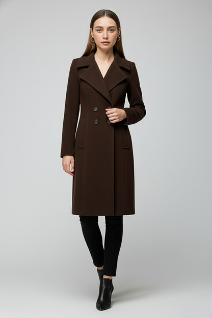 Long Double-Breasted Coat | Turn-Down Collar | Loose Fit