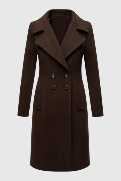 Long Double-Breasted Coat | Turn-Down Collar | Loose Fit