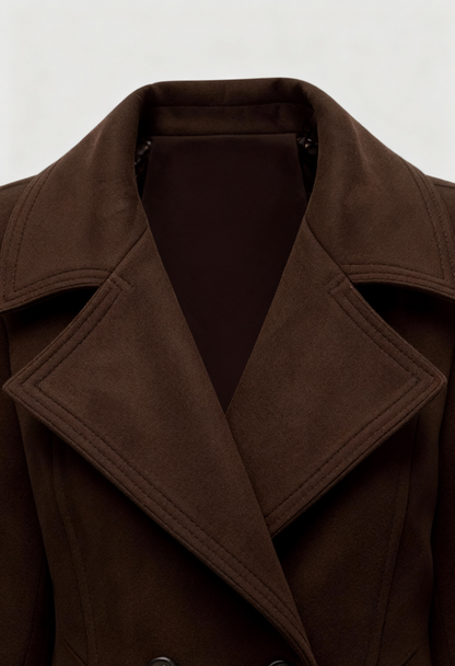 Long Double-Breasted Coat | Turn-Down Collar | Loose Fit