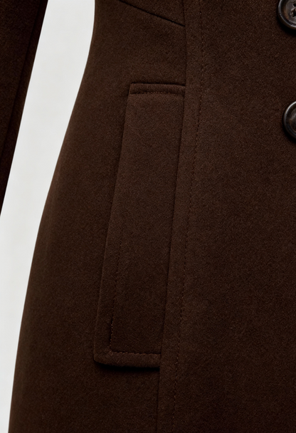 Long Double-Breasted Coat | Turn-Down Collar | Loose Fit