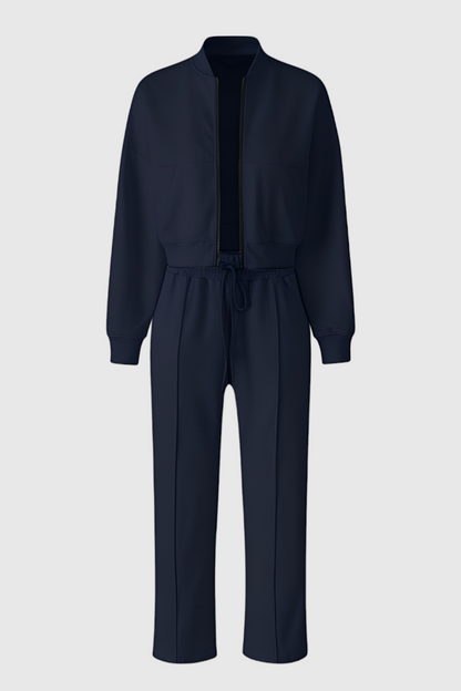Dames Casual Donkerblauw Sweatshirt Broek Set