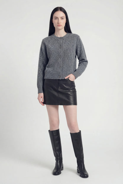 Maison Round Neck Knit Cardigan | Button Front | Regular Fit | Cropped Length