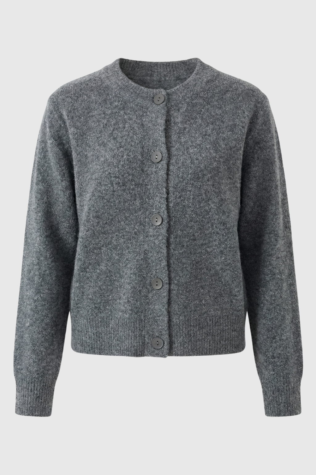 Maison Round Neck Knit Cardigan | Button Front | Regular Fit | Cropped Length