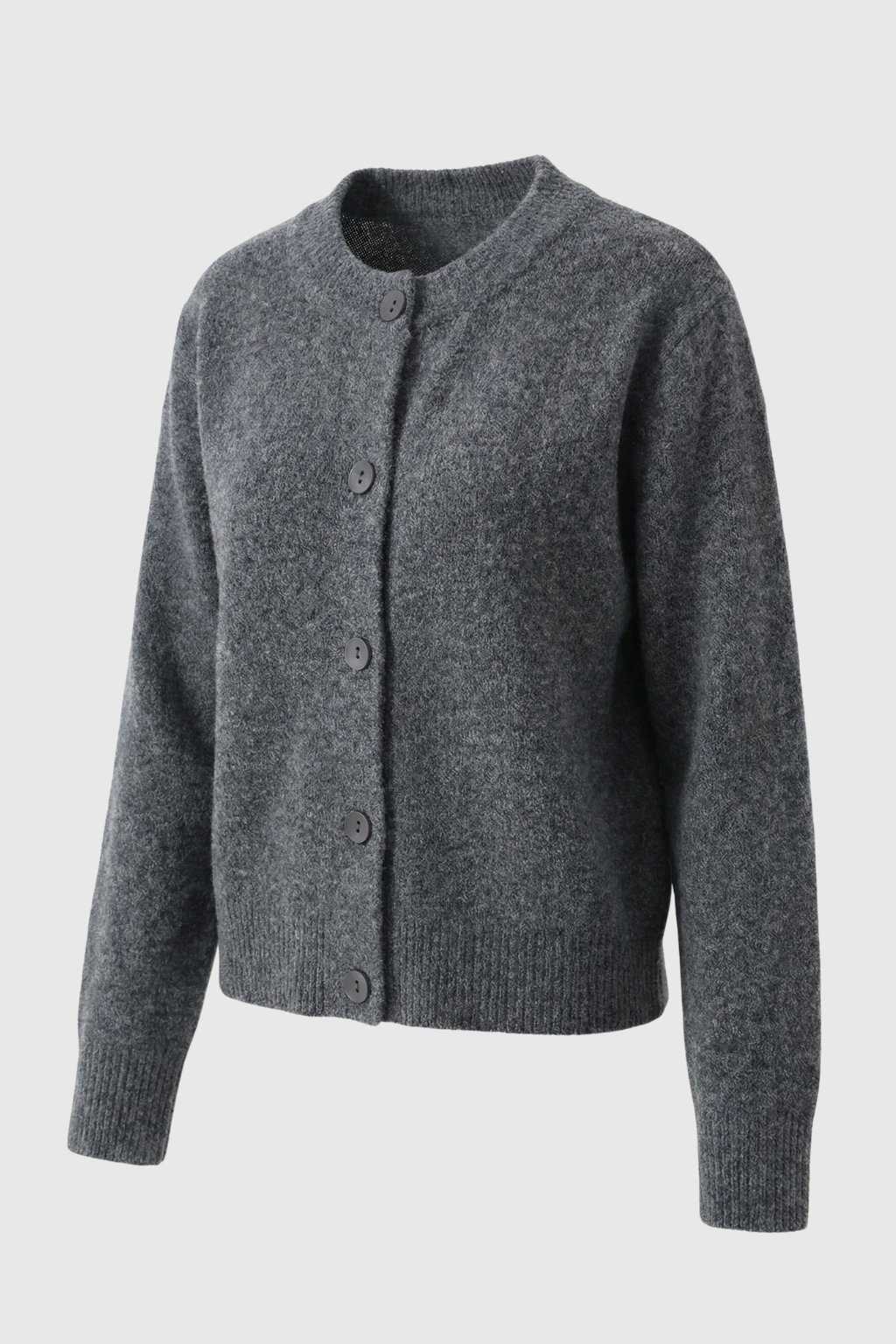 Maison Round Neck Knit Cardigan | Button Front | Regular Fit | Cropped Length
