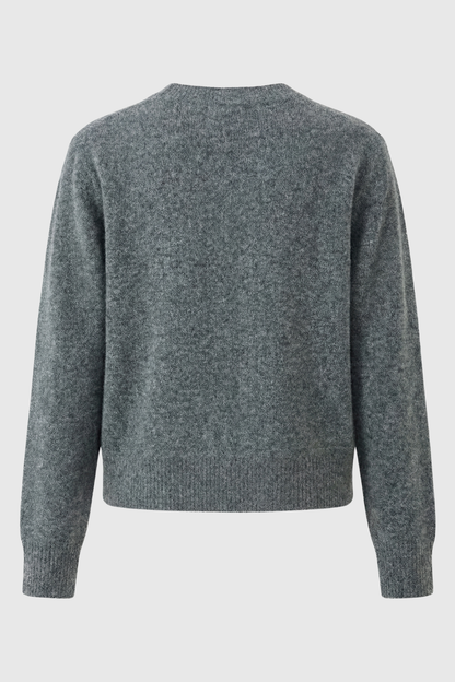 Maison Round Neck Knit Cardigan | Button Front | Regular Fit | Cropped Length