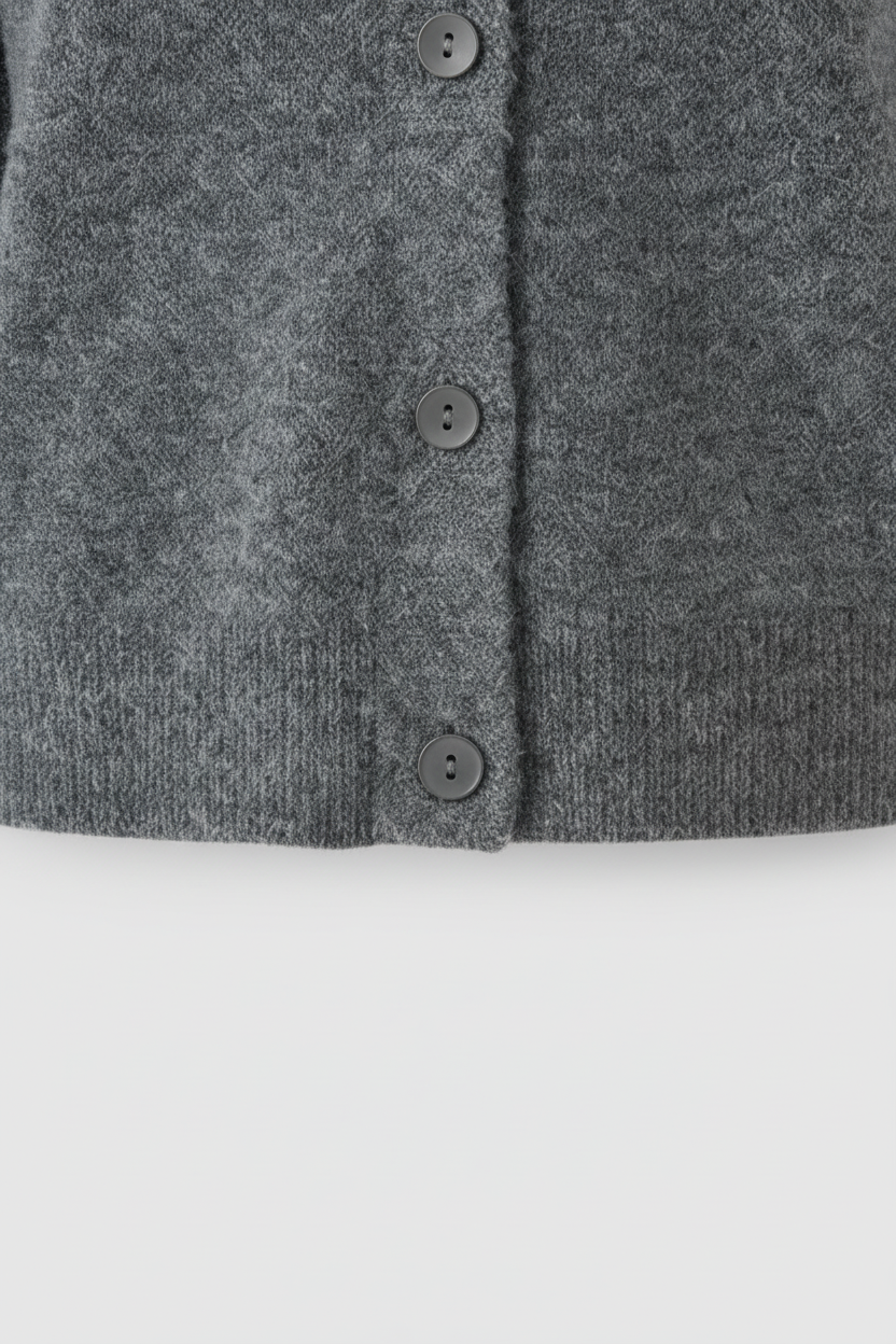 Maison Round Neck Knit Cardigan | Button Front | Regular Fit | Cropped Length
