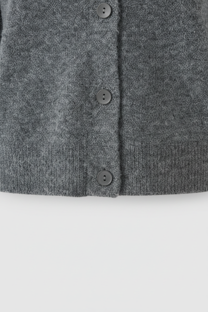 Maison Round Neck Knit Cardigan | Button Front | Regular Fit | Cropped Length